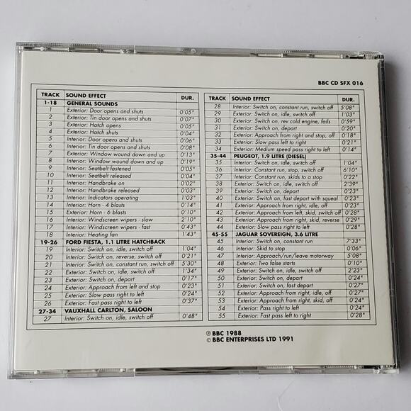 BBC Sound Effects Library International Disc 16 Cars CD 1991 - Picture 2 of 3